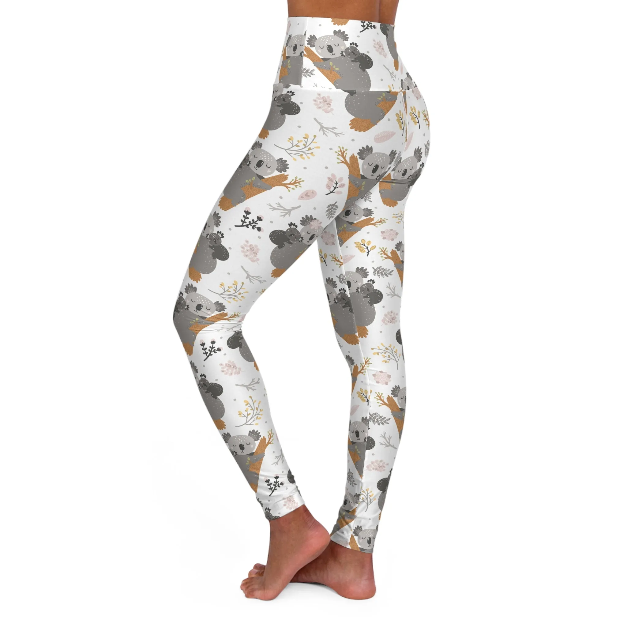 Cozy Koala High Waisted Yoga Leggings - Funky Fitness Apparel for Animal Lovers