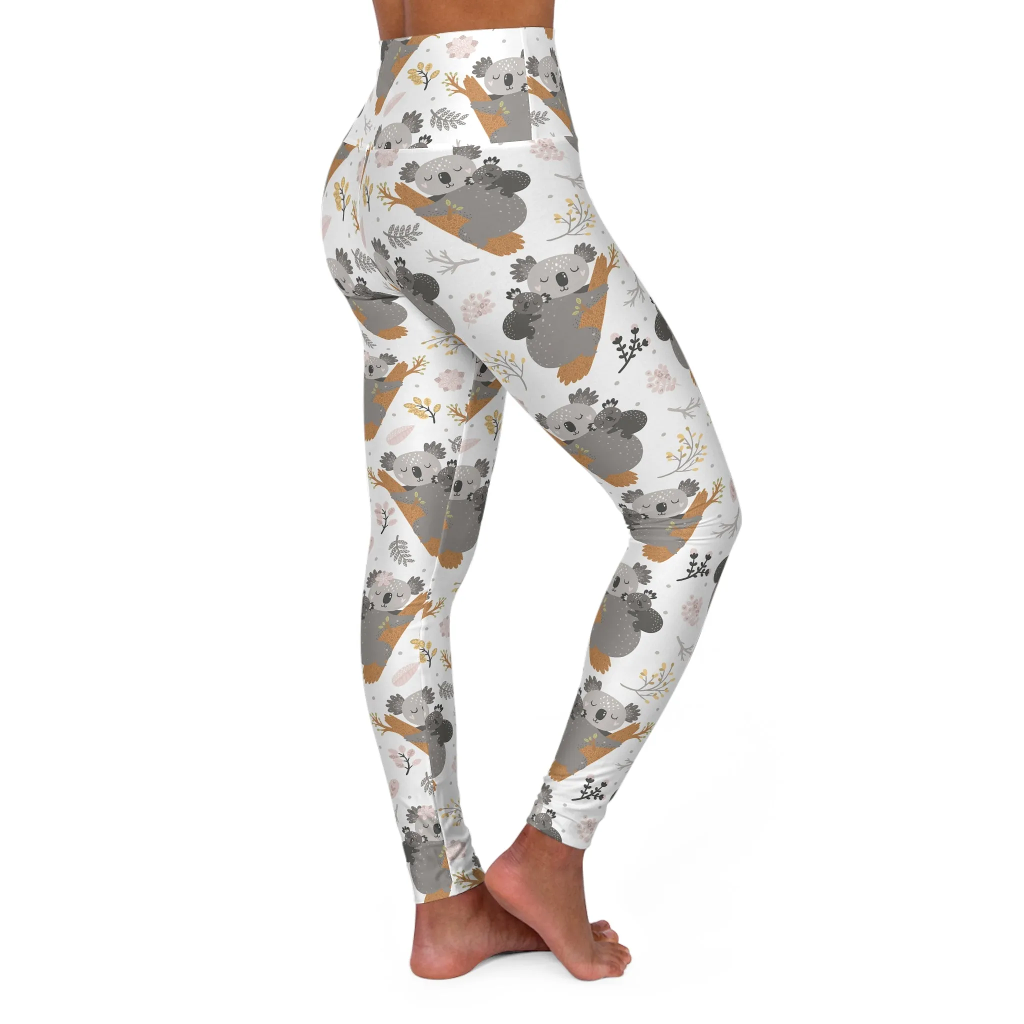 Cozy Koala High Waisted Yoga Leggings - Funky Fitness Apparel for Animal Lovers