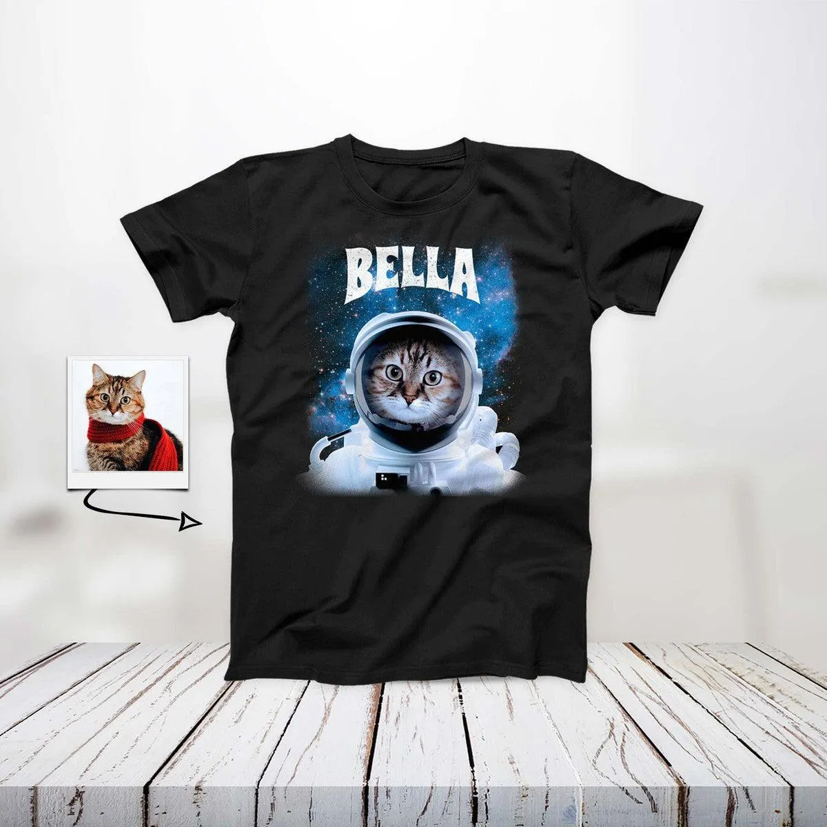 Custom Astronaut Cat In Space T-shirt