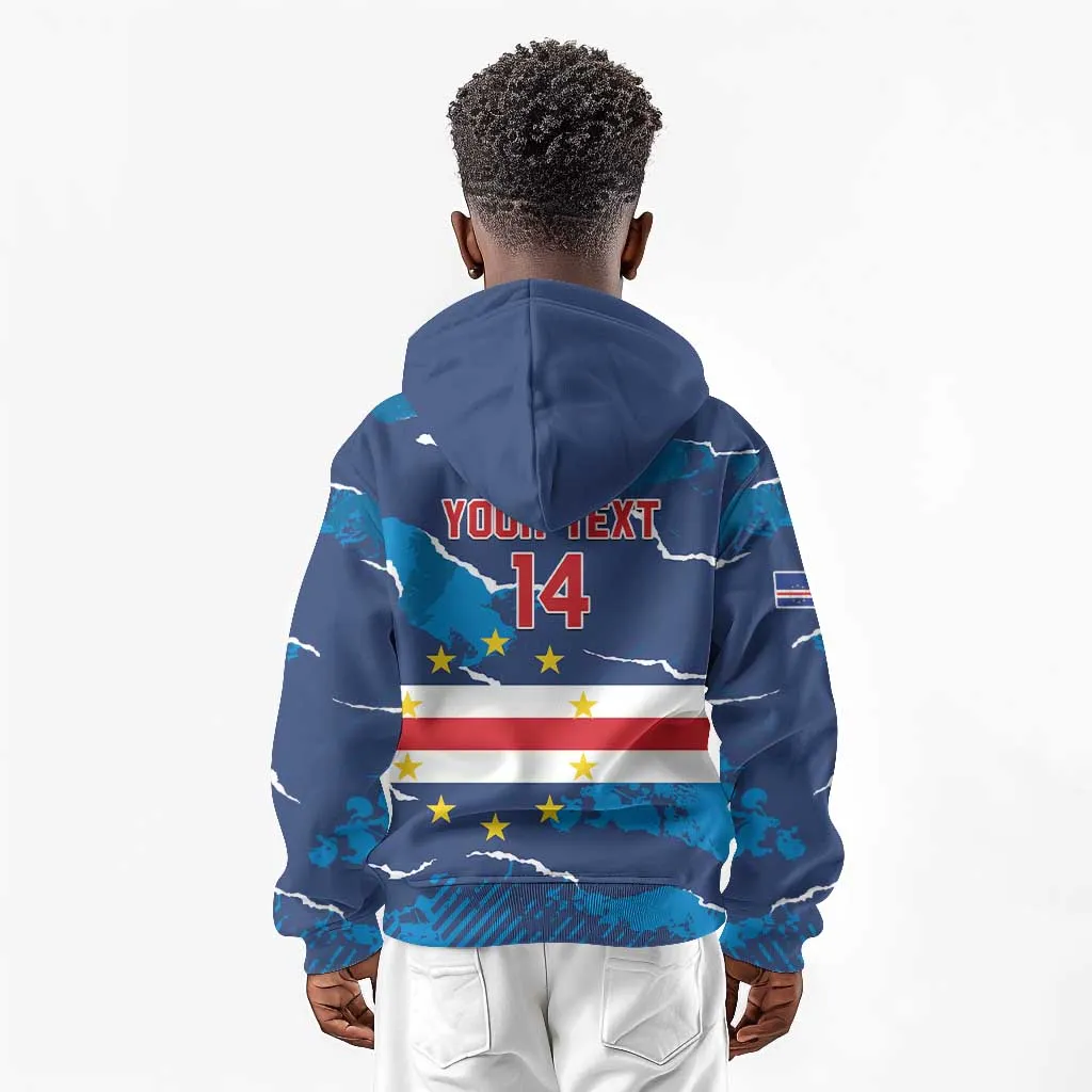 Custom Cape Verde Football Kid Hoodie Blue Sharks Mascot LT14