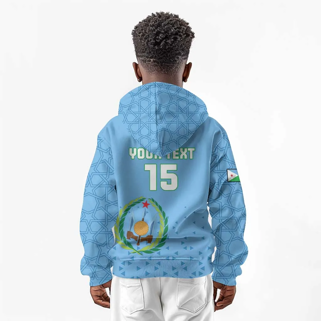 Custom Djibouti Football Kid Hoodie Go Champions LT15
