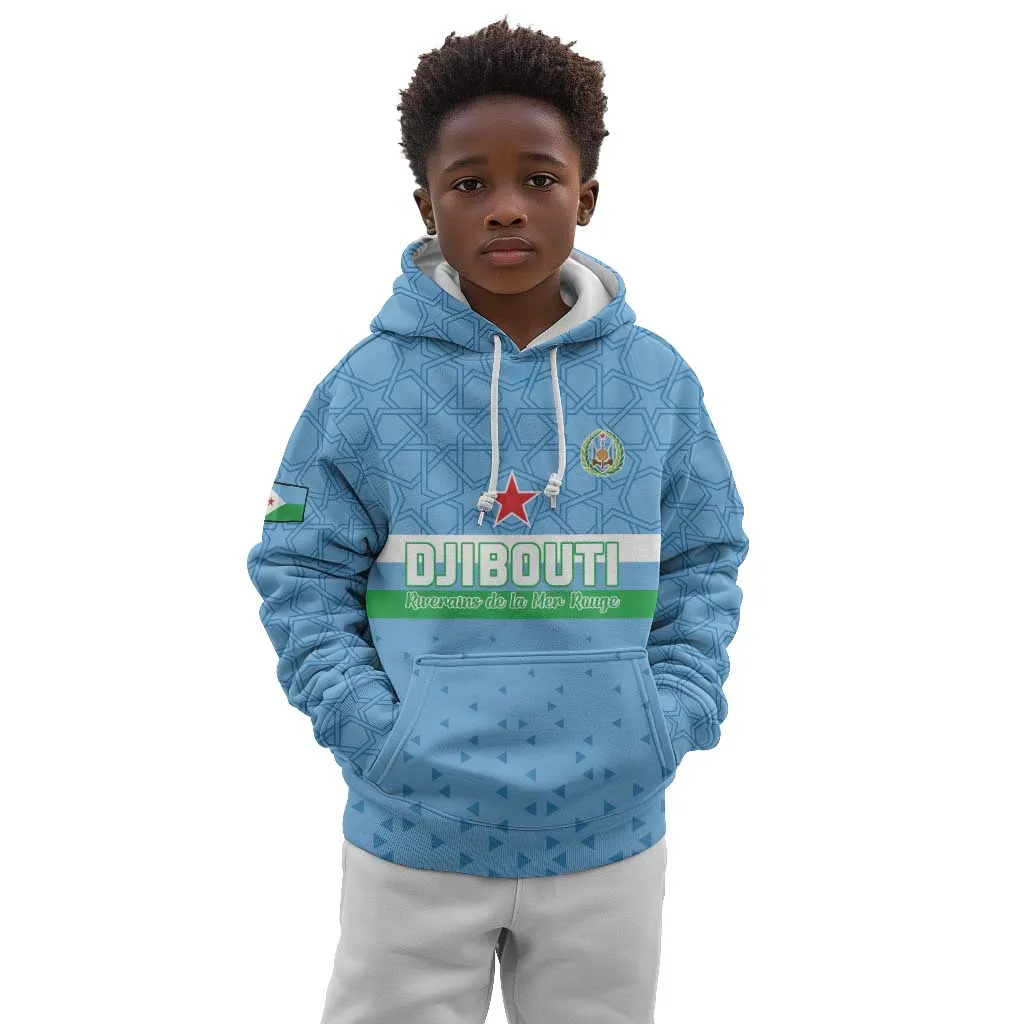 Custom Djibouti Football Kid Hoodie Go Champions LT15