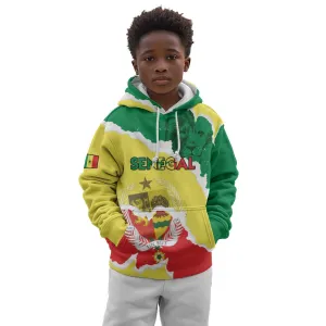 Custom Senegal Beach Soccer 2025 Kid Hoodie Go Champions - Grunge Style LT15