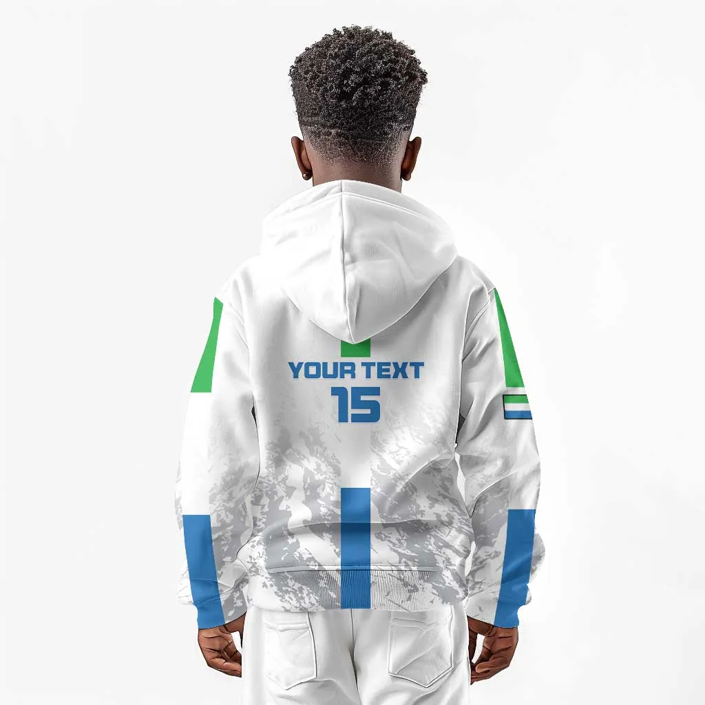 Custom Sierra Leone Football Kid Hoodie Grunge Style LT15