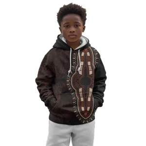 Dashiki and Polynesian Pattern Kid Hoodie Afro Pacific Culture Red Version LT9