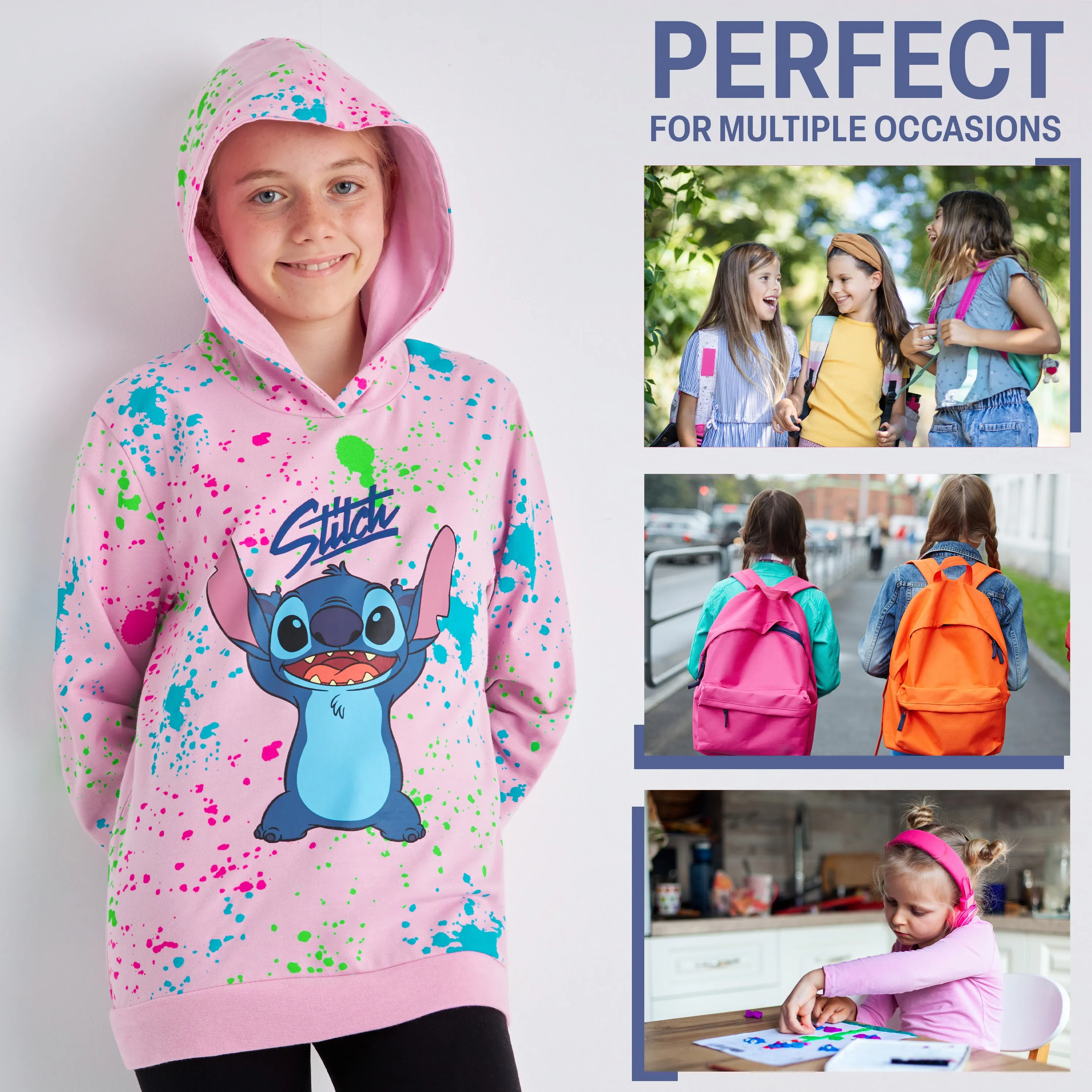 Disney Stitch Hoodie for Girls Teens, Warm Hooded Sweatshirt Soft Fashion Jumper Casual Activewear Long Sleeve Pullover Stitch Gifts