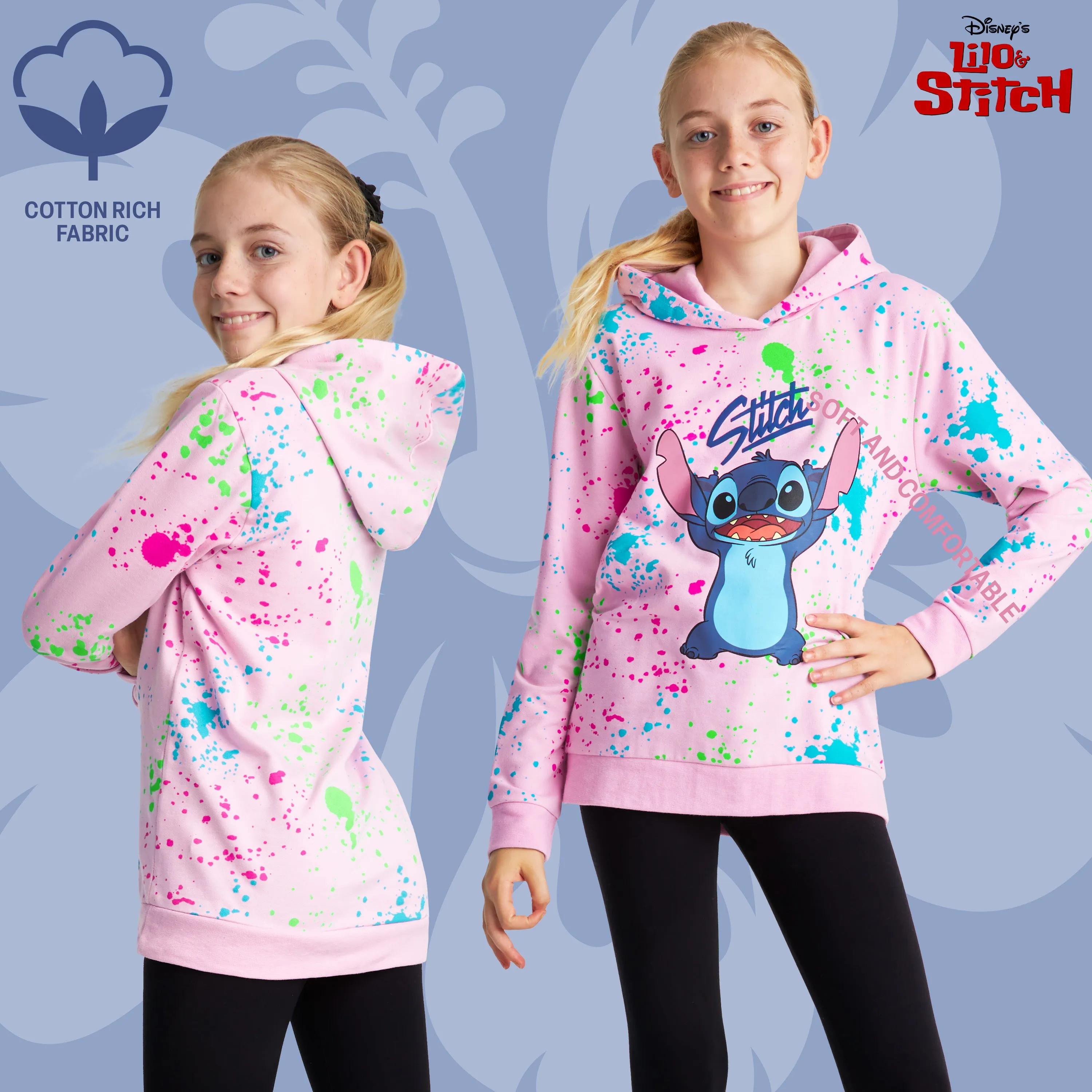 Disney Stitch Hoodie for Girls Teens, Warm Hooded Sweatshirt Soft Fashion Jumper Casual Activewear Long Sleeve Pullover Stitch Gifts