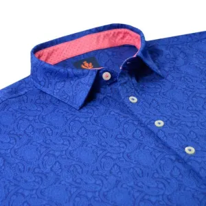 Donald Ross Mens Maxwell Sport Fit Polo - NAVY/PEONY DOT
