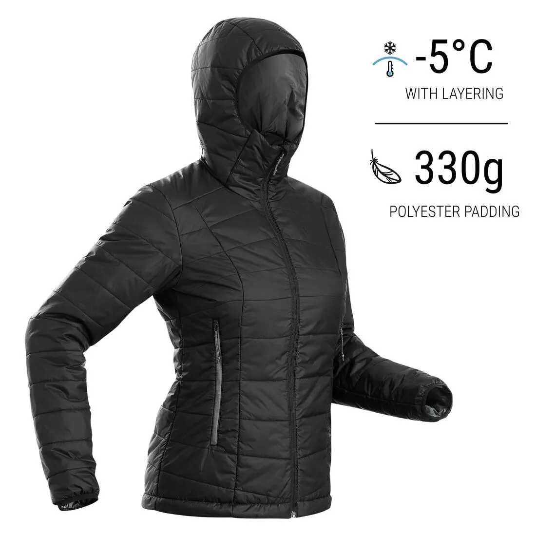 Doudoune synthétique à capuche de trek montagne - MT100 -5 °C - Femme