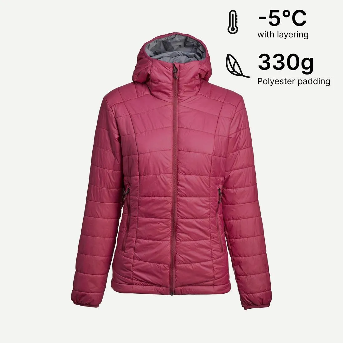 Doudoune synthétique à capuche de trek montagne - MT100 -5 °C - Femme