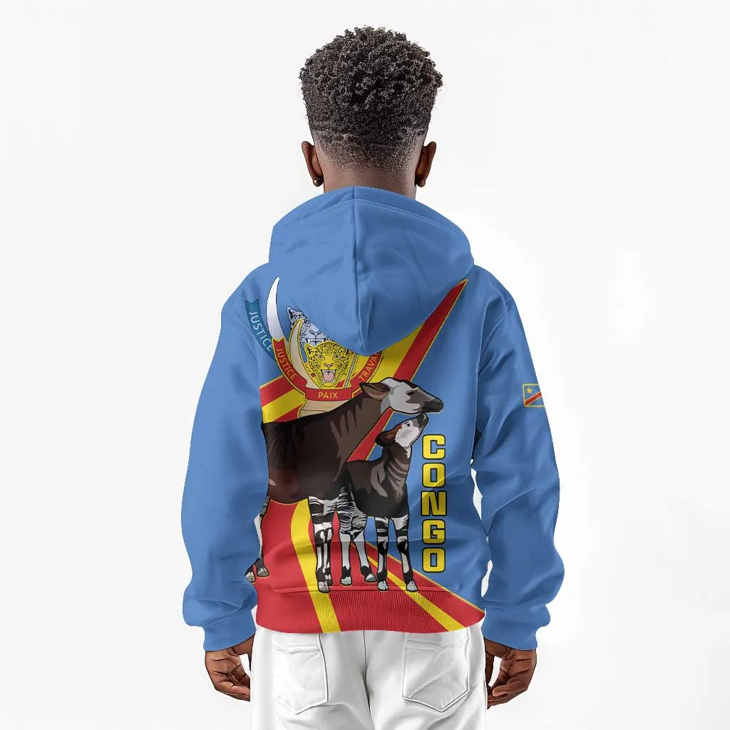 DR Congo Kid Hoodie Okapi Coat Of Arms LT15