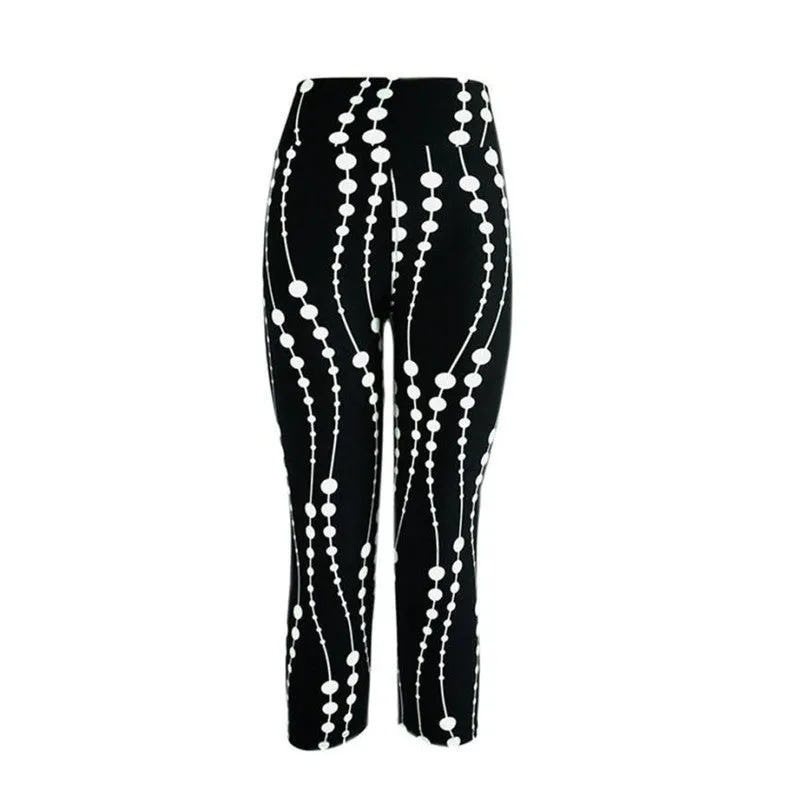 Durable Fashion women Leggings High Waist Fitness Pants Sweatpants Printed Stretch plus size Cropped Leggings