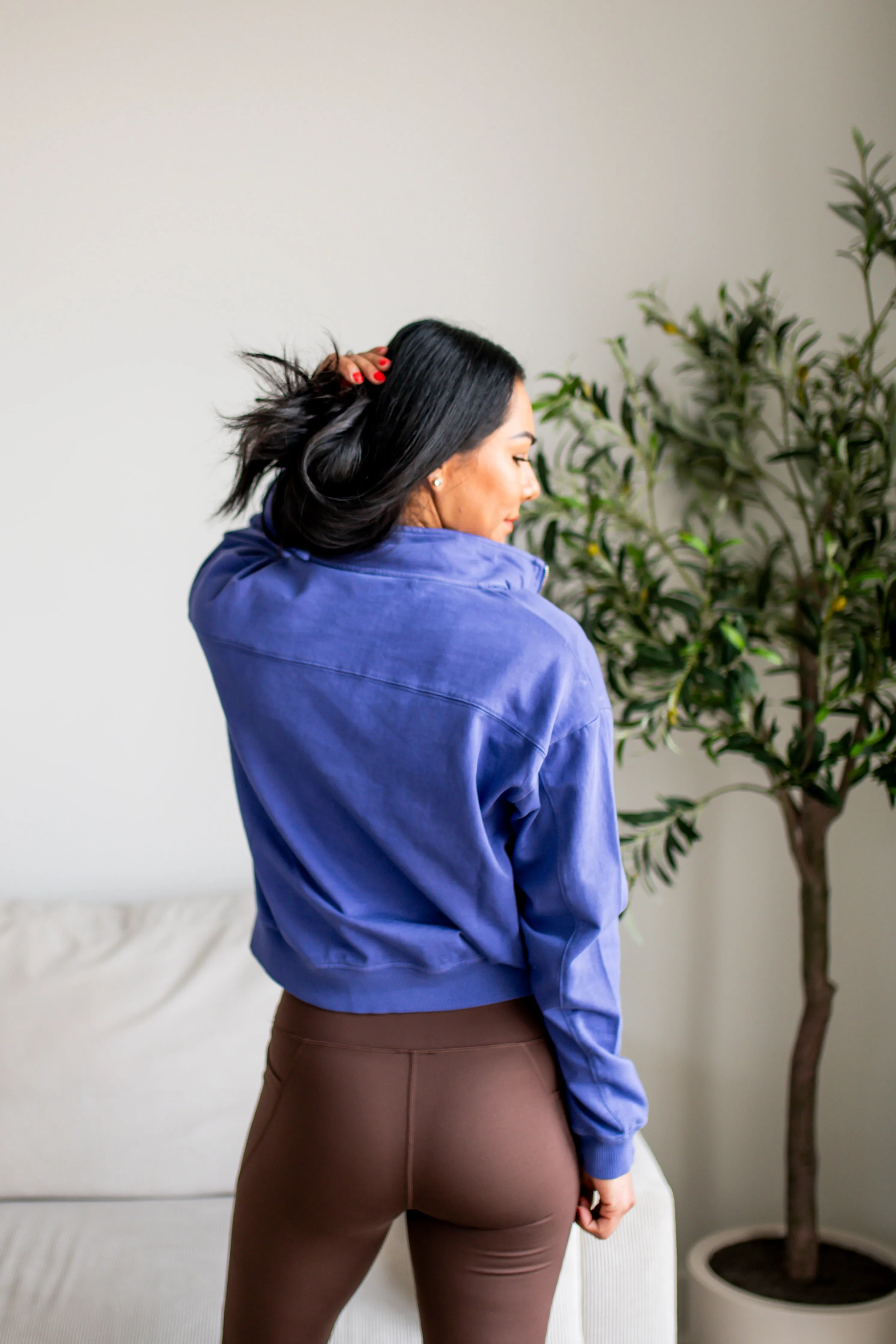 Dusty Indigo Half Zip Long Sleeve Sweatshirt