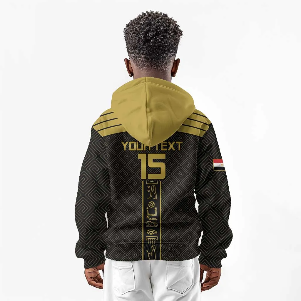 Egyptian Football Custom Kid Hoodie Yalla Masr - Black Ver LT15