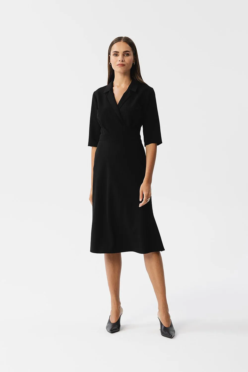 Elegant Draped Midi Dress