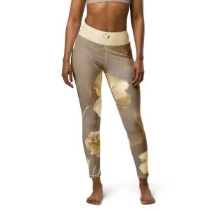 Elegant Gold Flowers Trimmed in Gold Chaitanya Abara Fashion Leggings