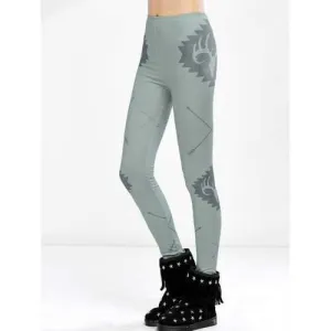 Elk Print High Waist Christmas Tight Leggings - Light Green Xl