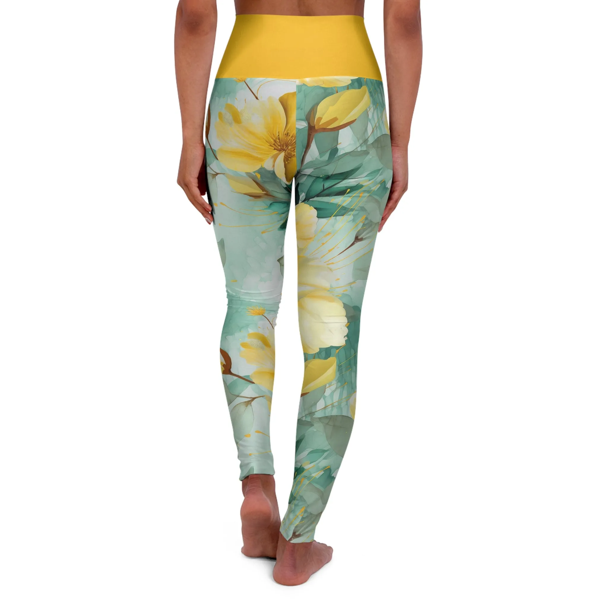 Ethereal Echoes High Waisted Floral Yoga Leggings - Comfortable & Stylish Activewear for Fitness Enthusiasts
