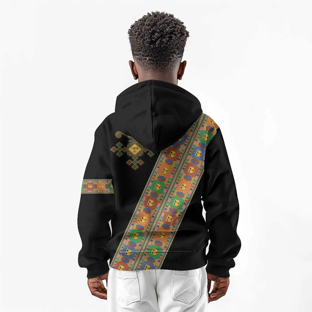 Ethiopia Saba Kemis Sash Style Kid Hoodie Black Color LT15