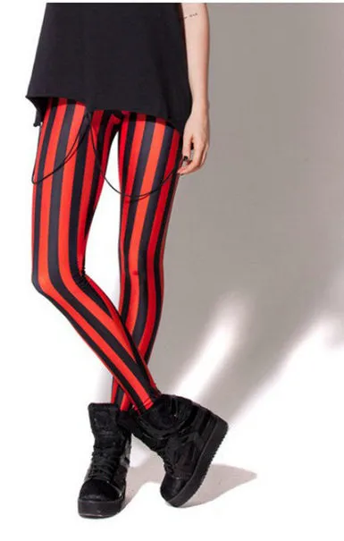 Fashion Striped Series Printed Style Creative Leggins Fitness Women Pants