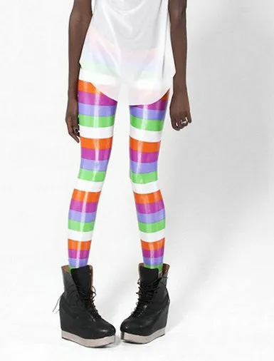 Fashion Striped Series Printed Style Creative Leggins Fitness Women Pants