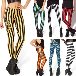Fashion Striped Series Printed Style Creative Leggins Fitness Women Pants