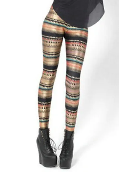 Fashion Striped Series Printed Style Creative Leggins Fitness Women Pants