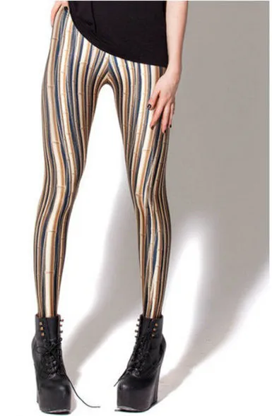 Fashion Striped Series Printed Style Creative Leggins Fitness Women Pants
