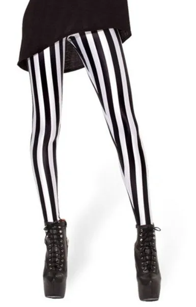 Fashion Striped Series Printed Style Creative Leggins Fitness Women Pants