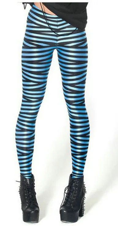 Fashion Striped Series Printed Style Creative Leggins Fitness Women Pants