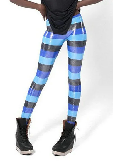Fashion Striped Series Printed Style Creative Leggins Fitness Women Pants