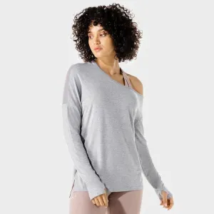 Fitness Asymmetric Top - Langermabolur - Ljósgrár