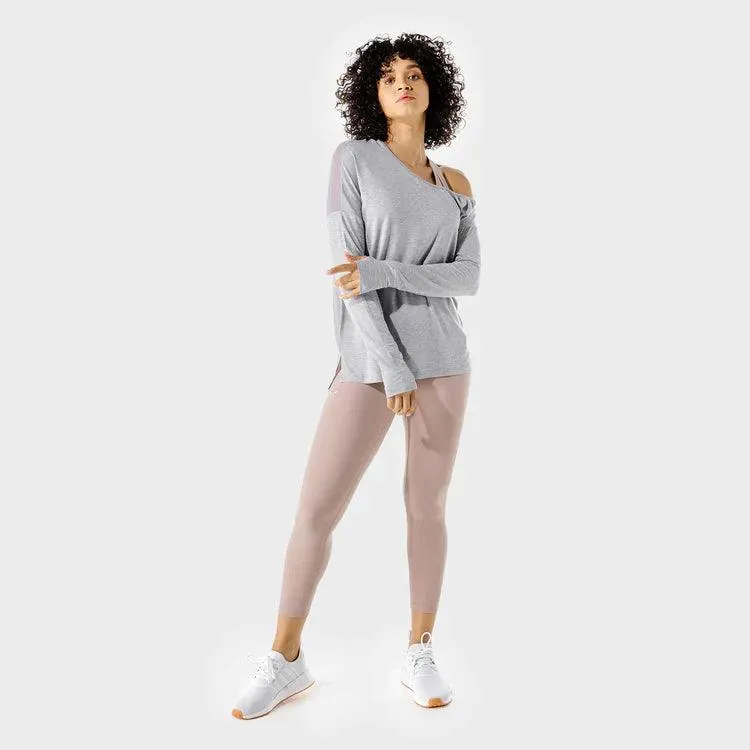 Fitness Asymmetric Top - Langermabolur - Ljósgrár