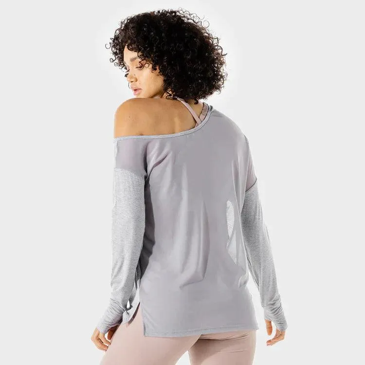 Fitness Asymmetric Top - Langermabolur - Ljósgrár