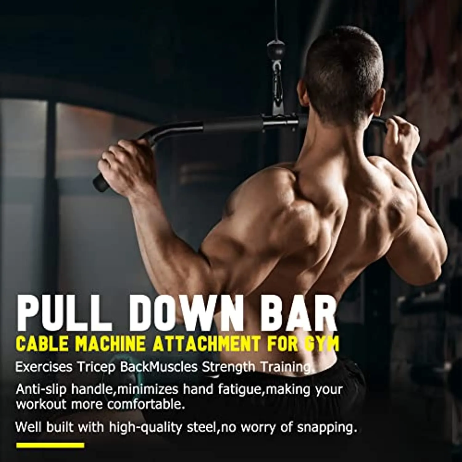 Fitness LAT and Lift Pulley System Gym - Upgraded LAT Pull Down Cable Machine Attachments, Loading Pin, Handle and Tricep Rope, for Biceps Curl, Forearm, Triceps Exercise Home Gym Equipment