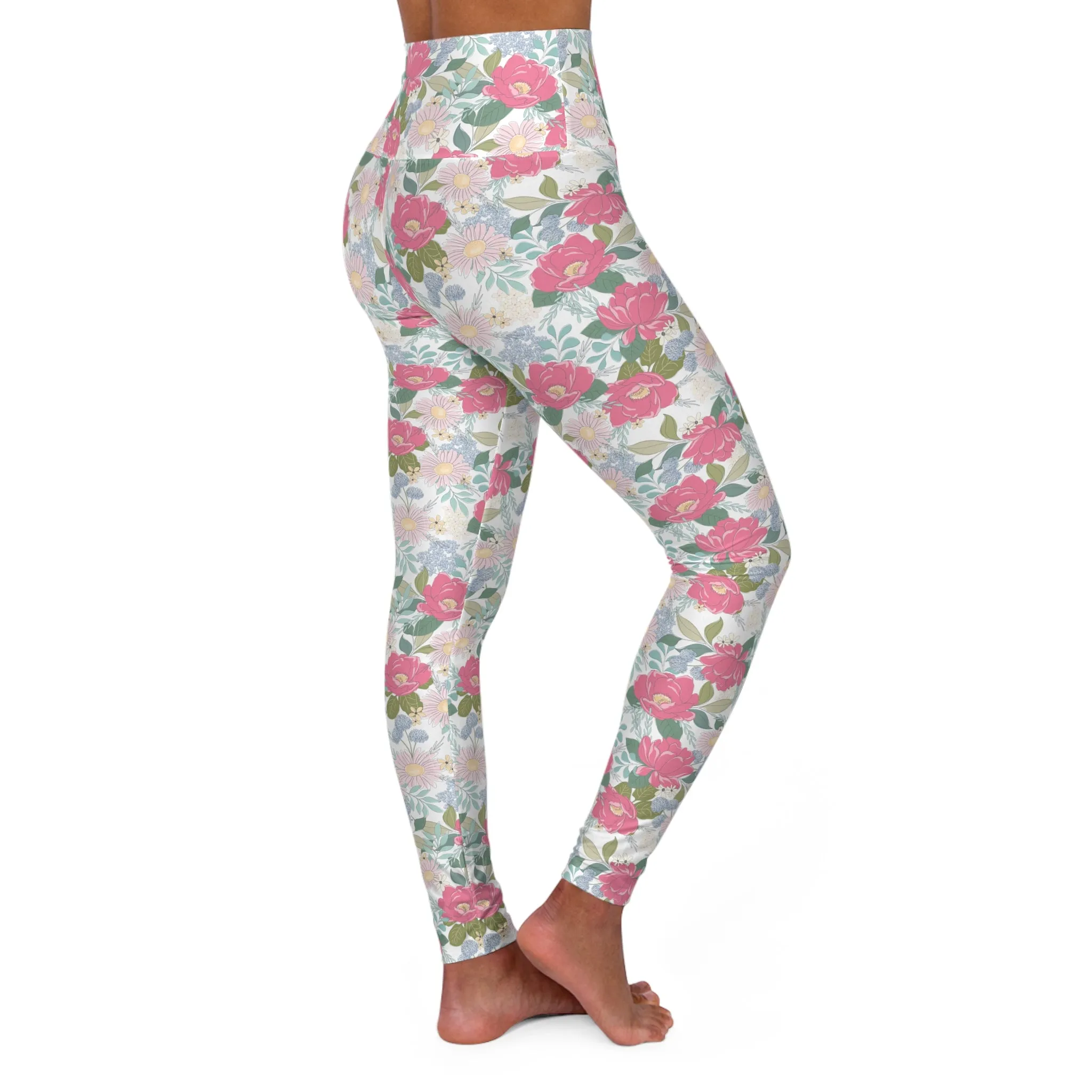 Floral High Waisted Yoga Leggings - Comfortable & Stylish Fitness Wear