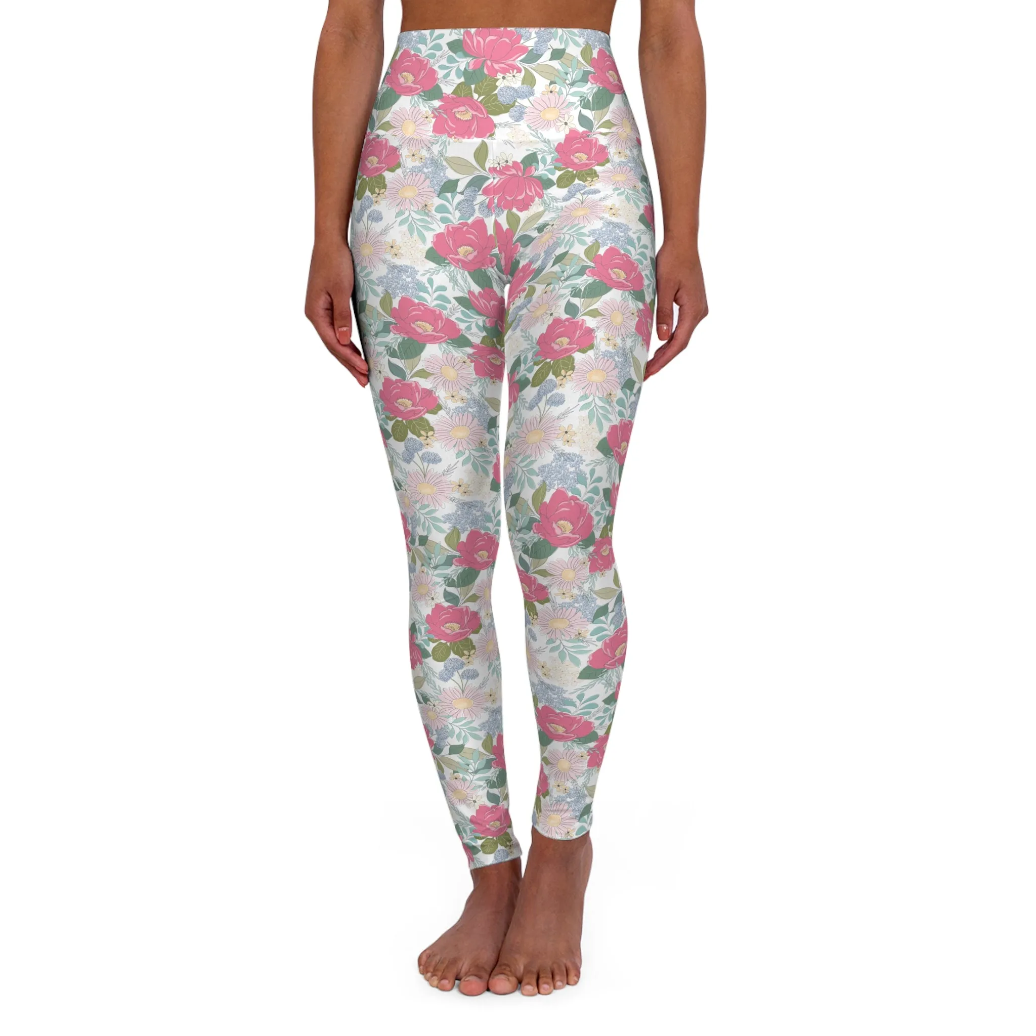 Floral High Waisted Yoga Leggings - Comfortable & Stylish Fitness Wear