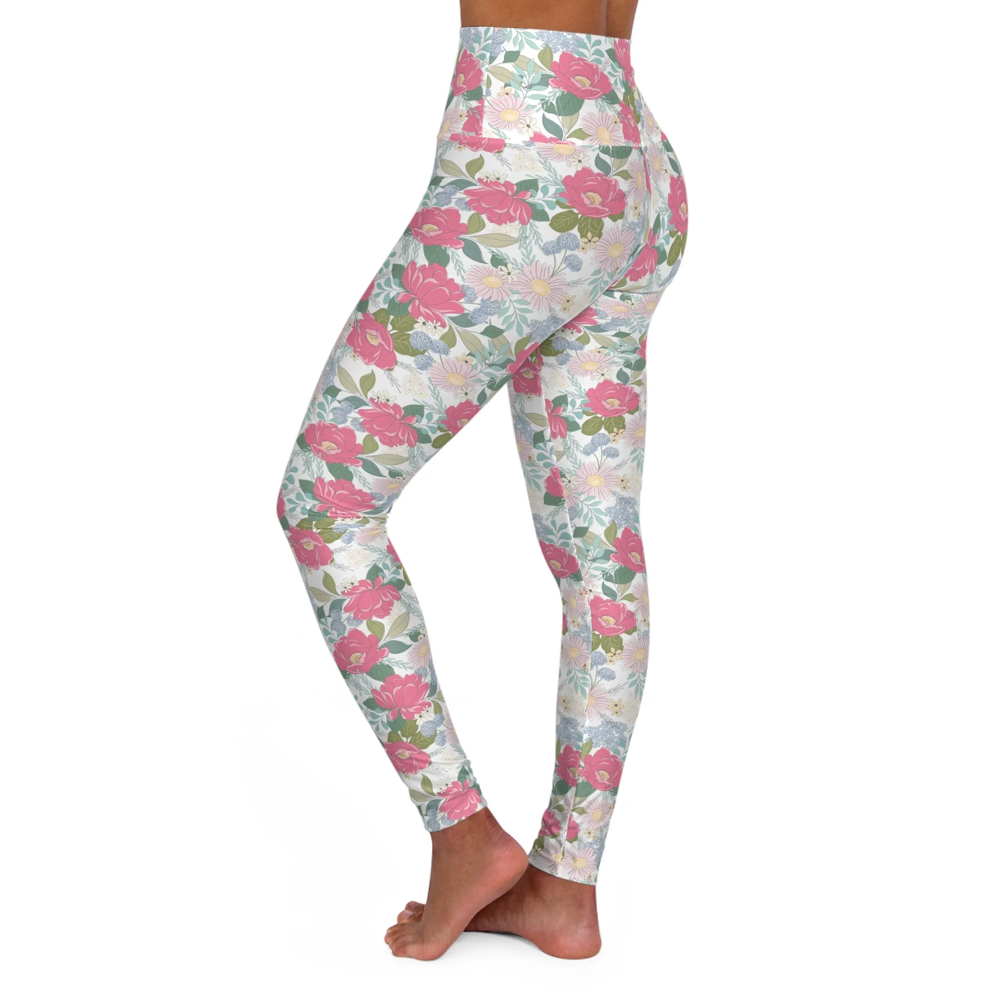 Floral High Waisted Yoga Leggings - Comfortable & Stylish Fitness Wear