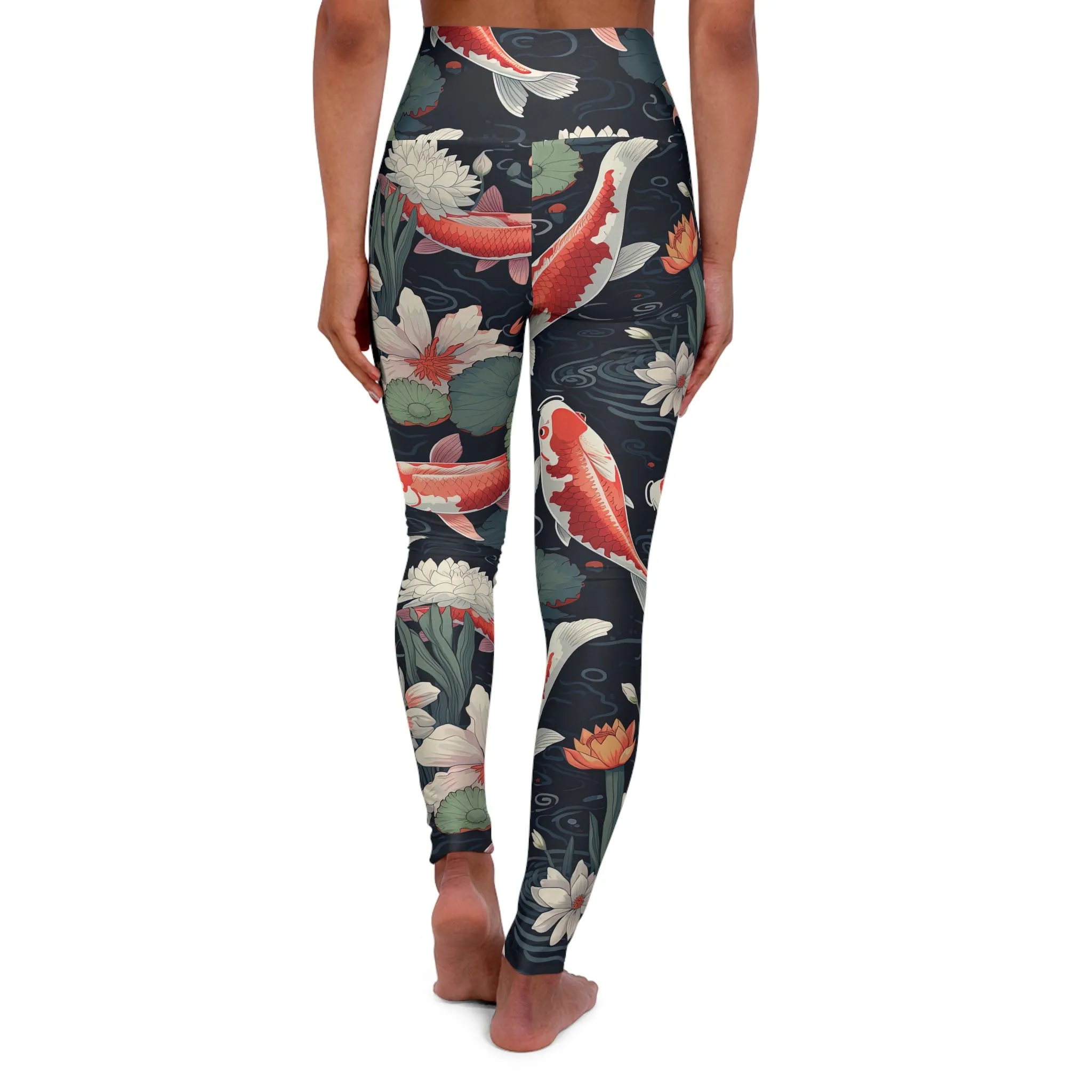 Floral Koi High Waisted Yoga Leggings | Comfortable & Stylish Activewear