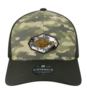 Flounder Kraken Performance Dark Olive Green Camo Hat