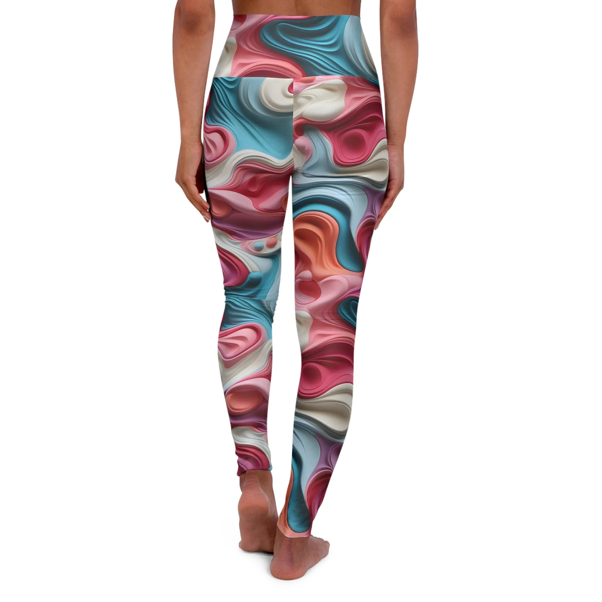 Flowing Colorful High Waisted Yoga Leggings - Stylish Athletic Wear for Active Lifestyles