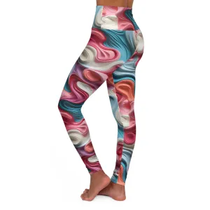 Flowing Colorful High Waisted Yoga Leggings - Stylish Athletic Wear for Active Lifestyles