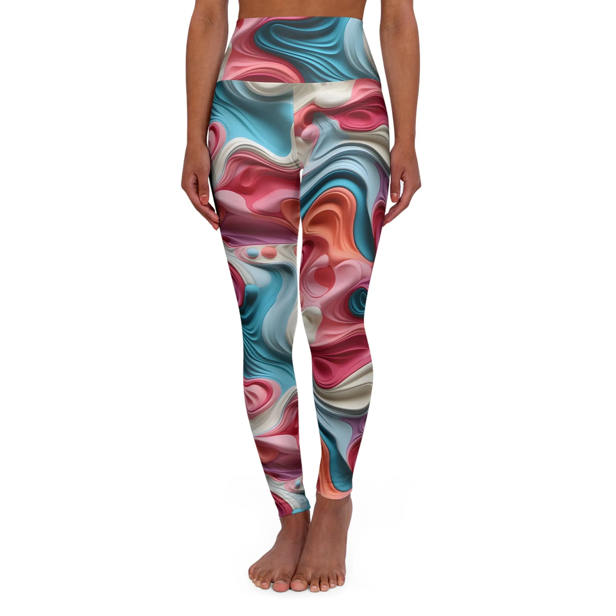 Flowing Colorful High Waisted Yoga Leggings - Stylish Athletic Wear for Active Lifestyles