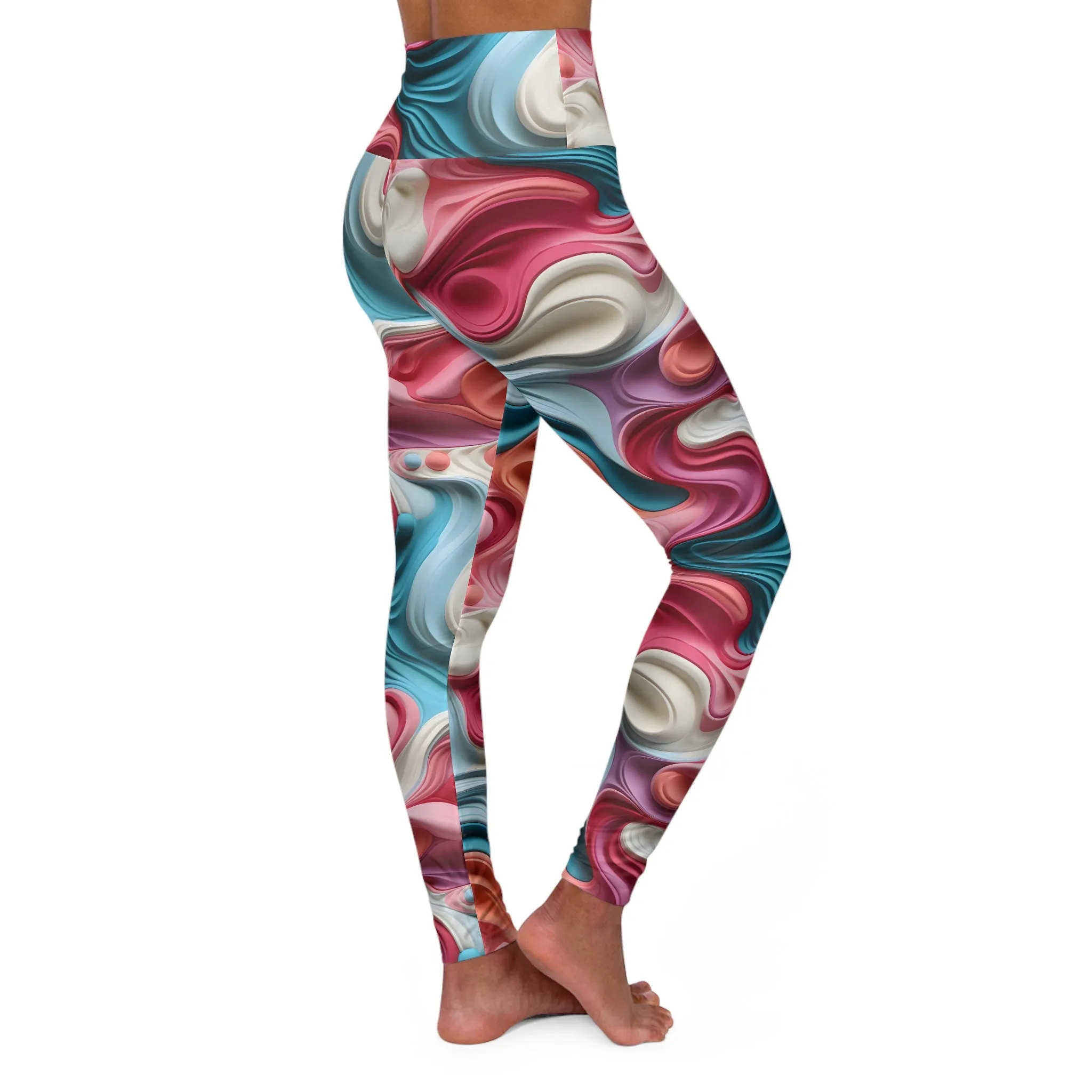 Flowing Colorful High Waisted Yoga Leggings - Stylish Athletic Wear for Active Lifestyles