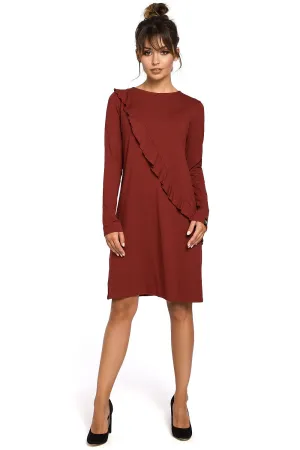 Frill Detail Long Sleeve Shirt Dress