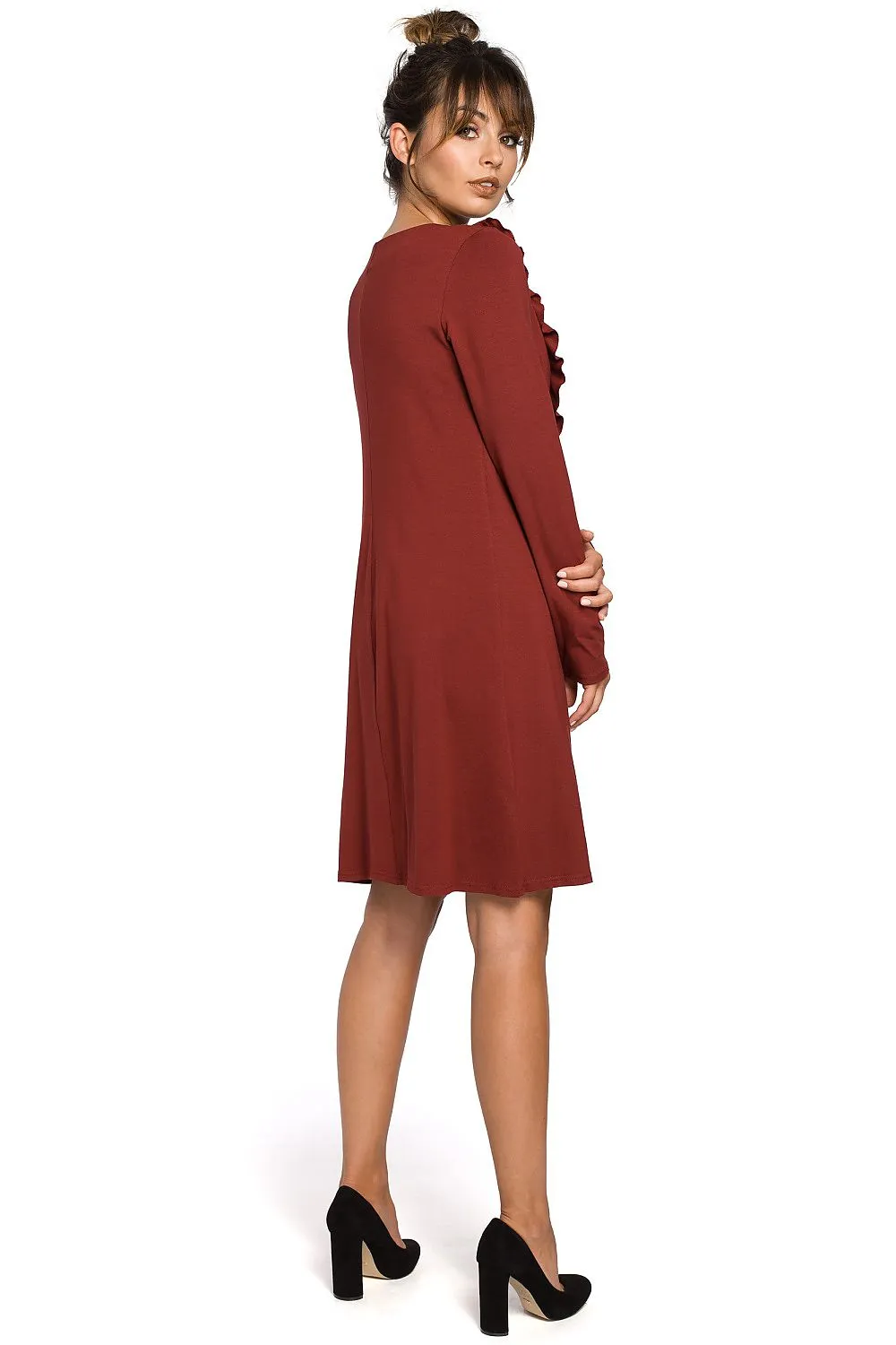 Frill Detail Long Sleeve Shirt Dress