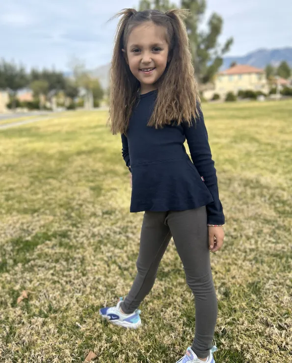 Girls Soft Cotton Long Sleeve Peplum Tee | Purple