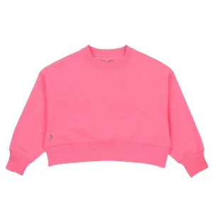 Girls Watermelon Pink Cropped Crew Neck Jumper