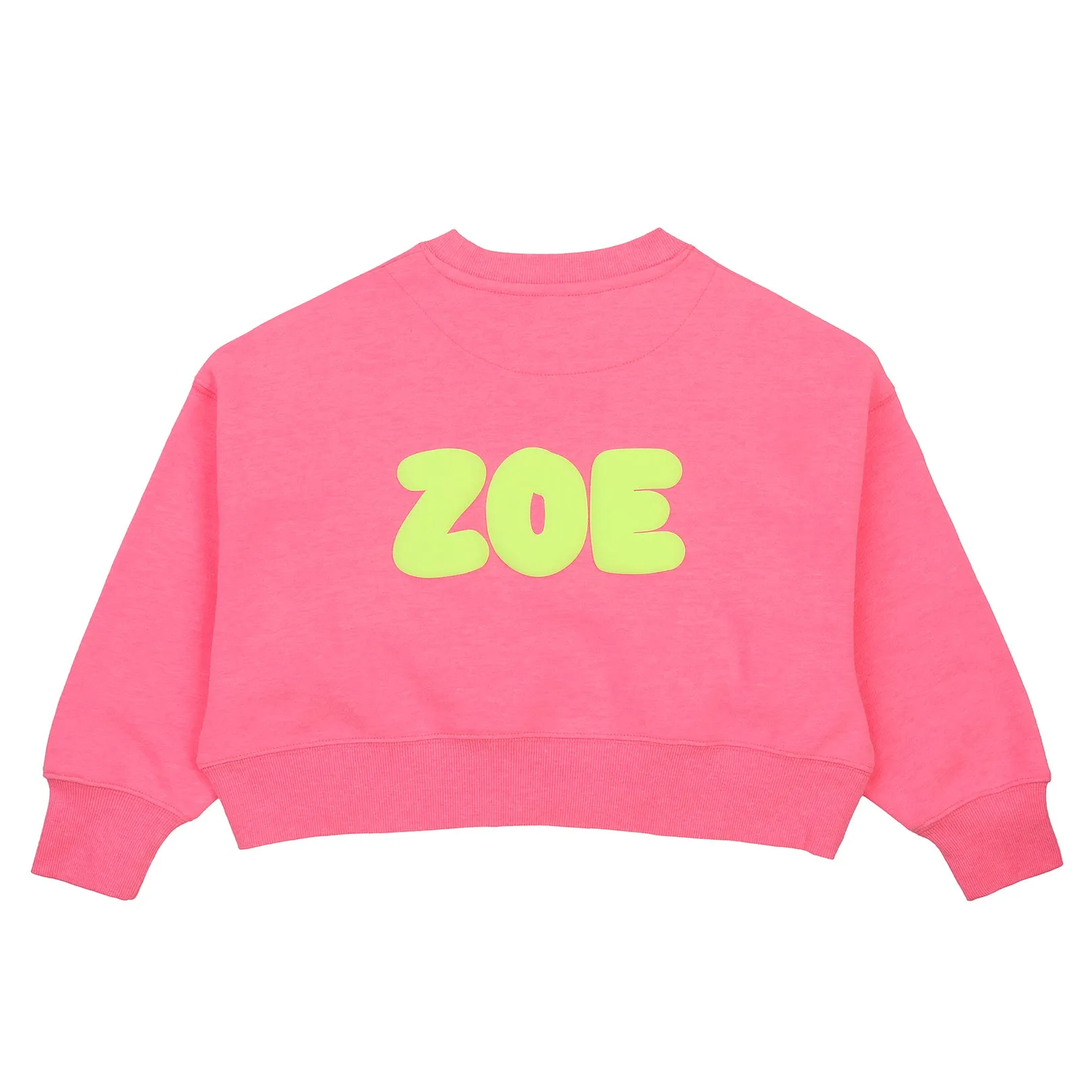 Girls Watermelon Pink Cropped Crew Neck Jumper
