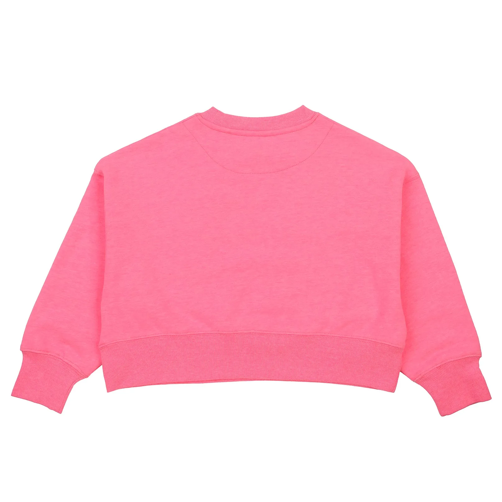 Girls Watermelon Pink Cropped Crew Neck Jumper